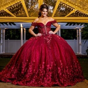Elegant Red Off-Shoulder Ball Gown